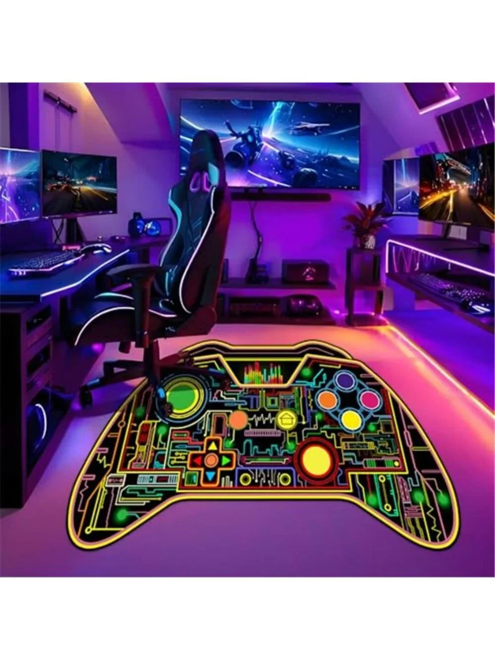 3x5 Feet Gamer Rug for Boys Room - Gaming Rug, Colorful Game Controller Shape